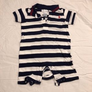 Ralph Lauren Striped Blue/White Romper - 6 Months